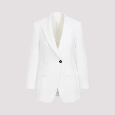 Brunello Cucinelli White Viscose Jacket In Nude & Neutrals