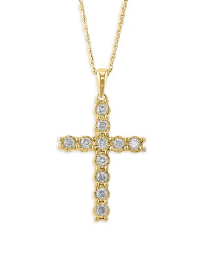 Effy Eny Women's 14k Yellow Goldplated Sterling Silver & 0.54 Tcw Diamond Cross Pendant Necklace