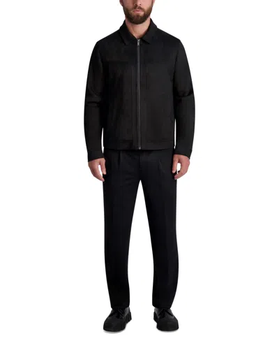 Karl Lagerfeld Faux Suede Full Zip Jacket In Black