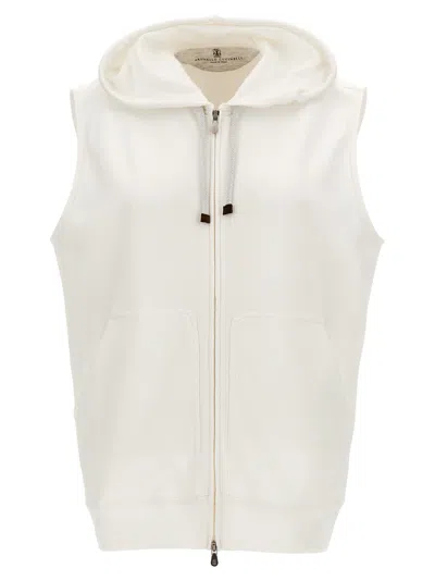 Brunello Cucinelli Sleeveless Sweatshirt In White