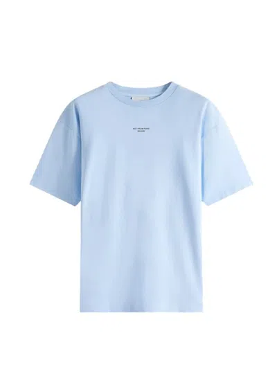 Drôle De Monsieur Nfpm Printed Cotton T-shirt In Light Blue