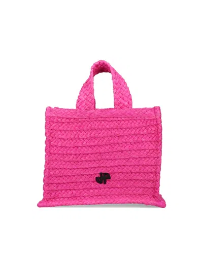 Patou Jp Raffia Tote Bag In Pink