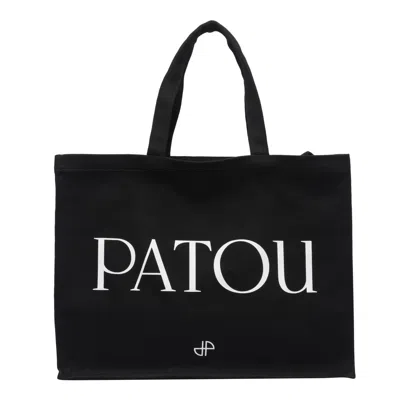 Patou Large Logo Tote Bag In Nero