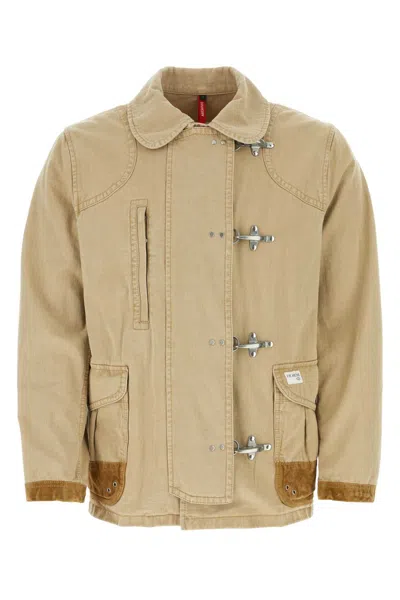 Fay Sand Cotton Jacket In Beige