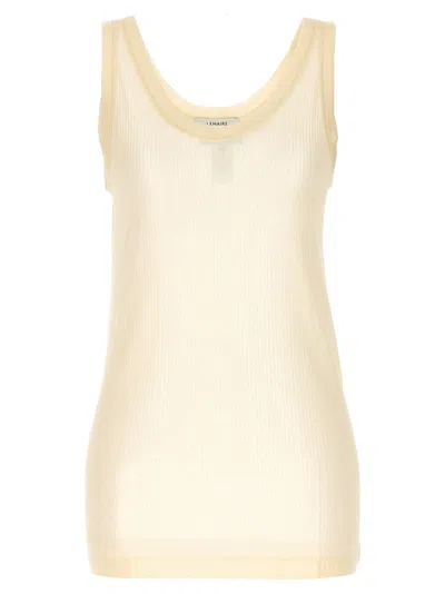 Lemaire Seamless Viscose & Silk Rib Tank Top In Beige