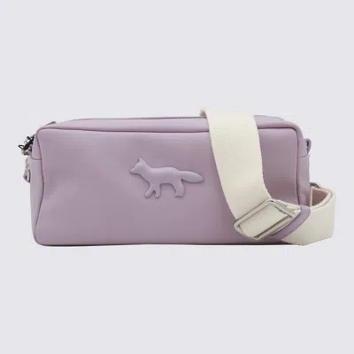 Maison Kitsuné Leather Shoulder Bag In Purple