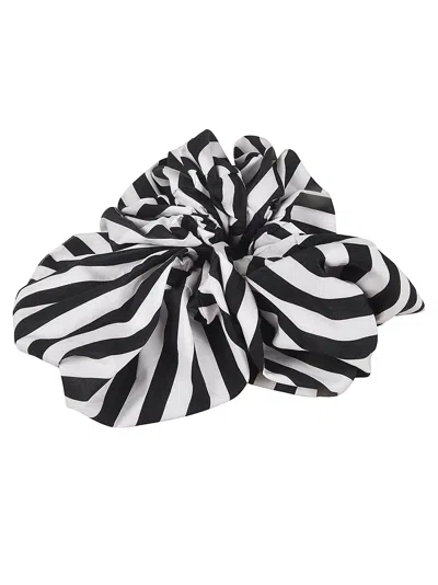 Patou Large  Striped Cotton Scrunchie In Black