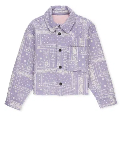 Palm Angels Kids' Astro Paisley Padded Jacket In Purple