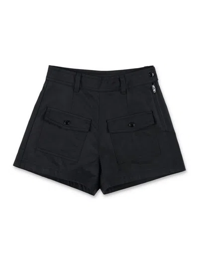 Moncler Kids' Twill Shorts Black In Noir