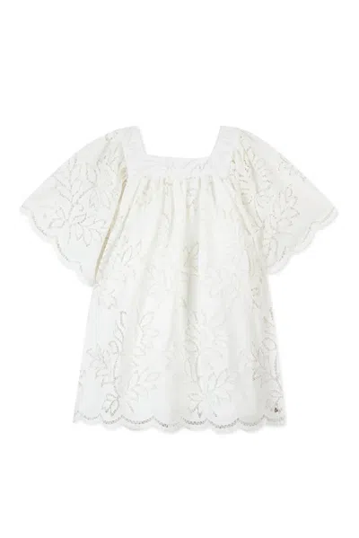 Tartine Et Chocolat Kids' Floral-embroidered Dress In White