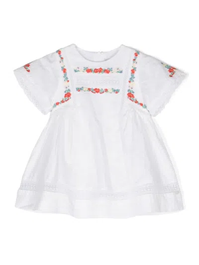 Tartine Et Chocolat Babies' Floral-embroidered Dress In White