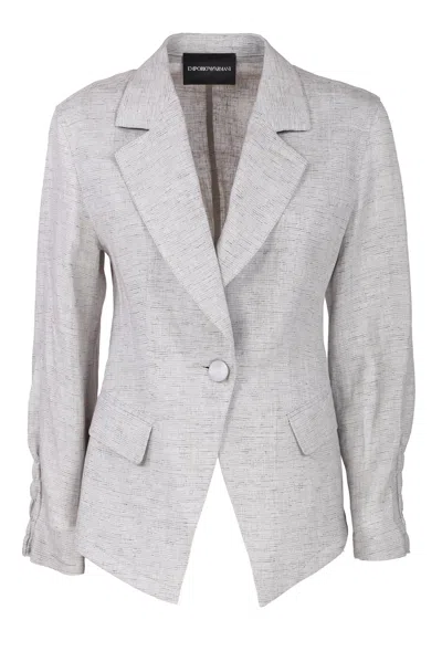 Emporio Armani Linen Jacket In Grey