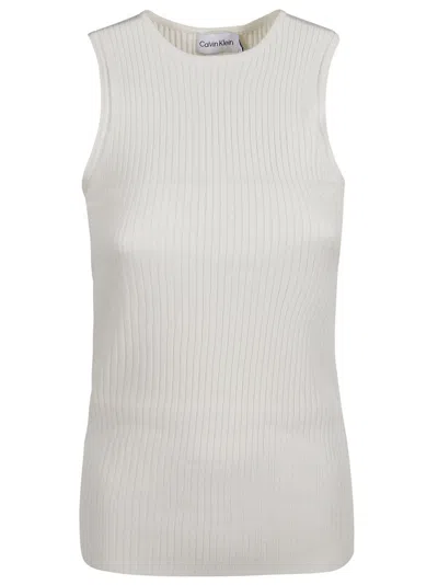 Calvin Klein Ribbed Tank Top In Vanila