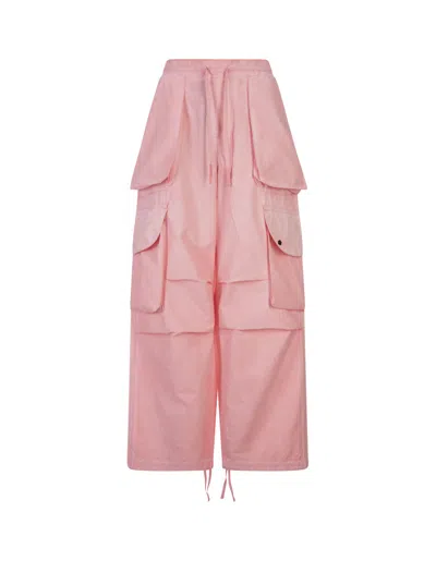 A Paper Kid Unisex Nylon Cargo Trousers In Pink