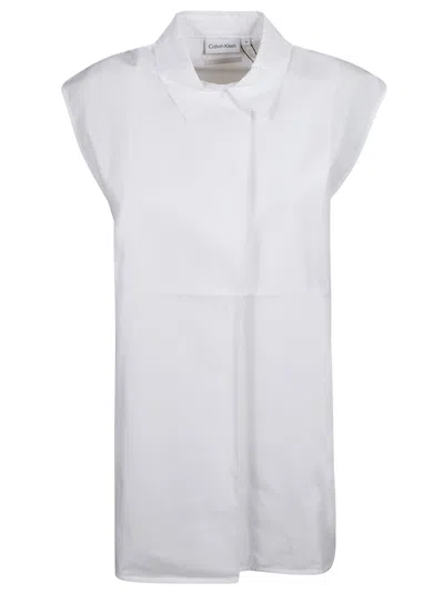 Calvin Klein Cotton Archive Sleeveless Shirt In White