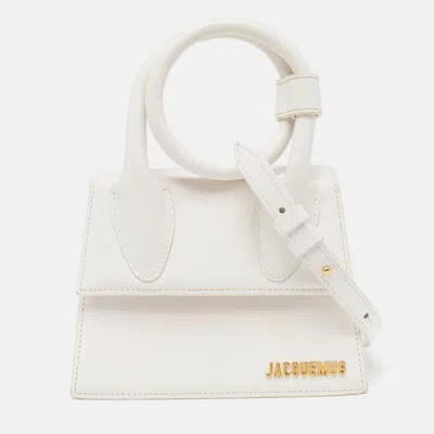 Jacquemus Le Chiquito Noeud Leather Top Handle Bag In White
