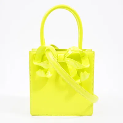 Self-portrait Bow Mini Tote Bag In Neon Yellow