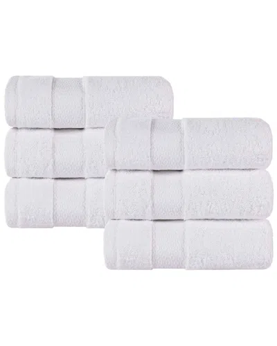 Superior Set Of 6 Niles Giza Cotton Dobby Ultra-plush Thick Soft Absorbent Hand Towels In Gray