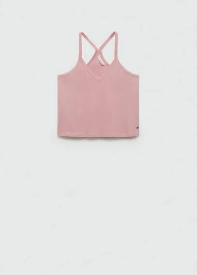 Mango Teen Strap Cotton T-shirt Pink