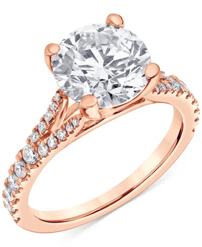 Badgley Mischka Certified Lab Grown Diamond Split Shank Engagement Ring (3-3/8 Ct. T.w.) In 14k Gold In Rose Gold