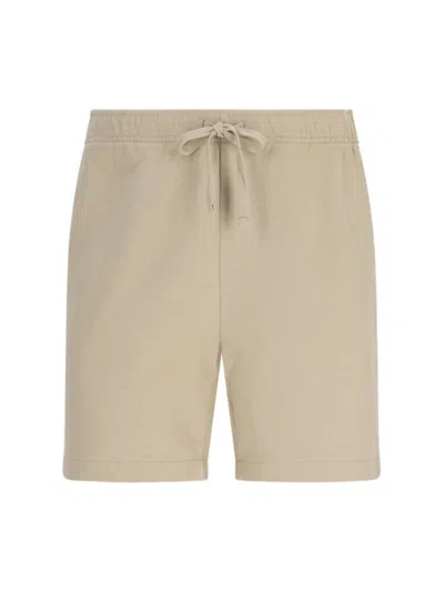 Polo Ralph Lauren Logo Embroidered Drawstring Track Shorts In Beige