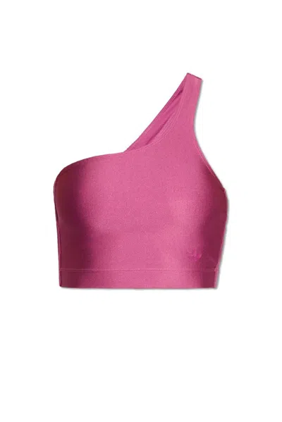 Adidas Originals One Shoulder Cropped Top In Pink