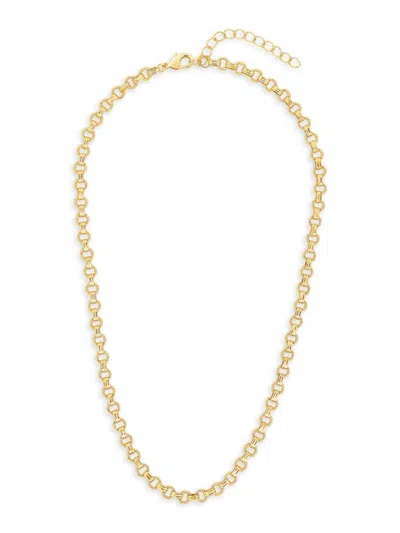 Sterling Forever Women's Parker 16" Textured Chain Necklace In Yellow Gold