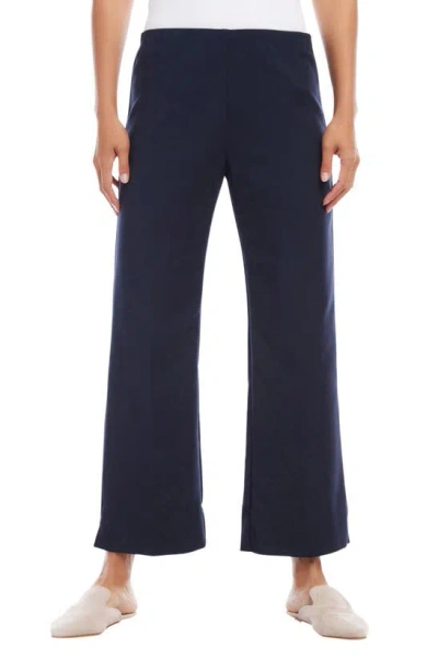 Karen Kane Cropped Wide Leg Trousers In Navy