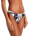 Ramy Brook Palm Printed Isla Bikini Bottoms In Black White Exotic