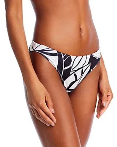 Ramy Brook Palm Printed Isla Bikini Bottoms In Black White Exotic
