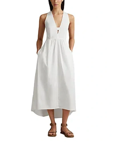 Reiss Womens White Yana V-neck Cut-out Stretch-cotton Midi Dress