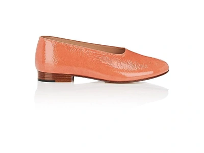Martiniano "glove" Patent Leather Flats In Peach,orange