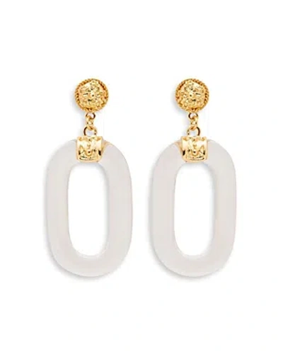Kenneth Jay Lane Women's Goldplated & Clear Resin Oval Drop-hoop Earrings