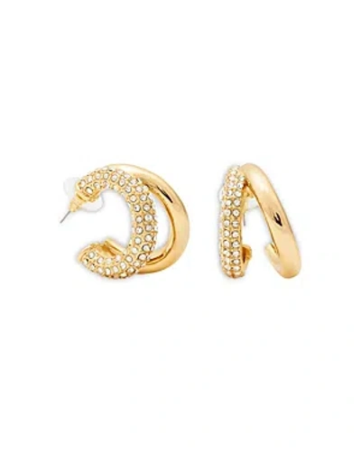 Kenneth Jay Lane 14k Gold Plated Crystal Double Hoop Earrings In Gold Crystal