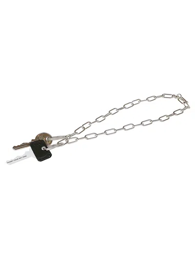 Mm6 Maison Margiela Numeric Signature Key Necklace In Grey/silver