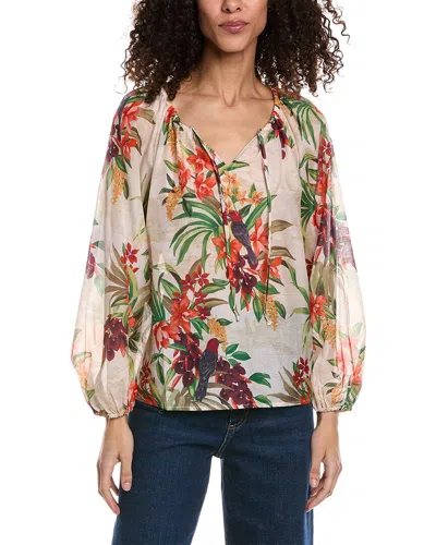 Tommy Bahama Villa Views Peasant Silk-blend Top In Multi