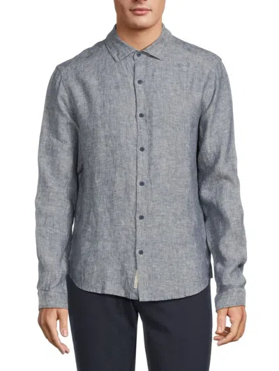Onia Linen Slim Fit Shirt In Blue