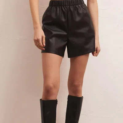 Z Supply Tia Faux Leather Short In Black