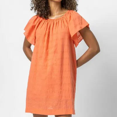 Lilla P Flutter Sleeve Linen-blend Raglan Dress In Orange
