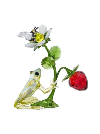 Swarovski Idyllia Frog, Bee, & Strawberry Crystal Sculpture In Multi