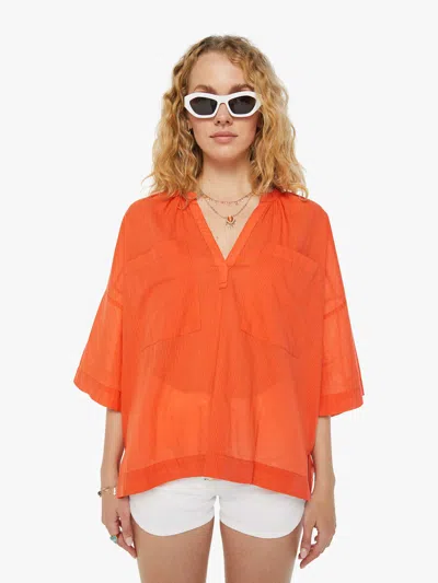 Mother The Down The Middle Pop Over Fiesta Shirt In Orange