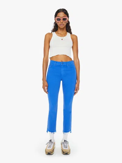 Mother The Insider Crop Step Fray Snorkel Jeans In Blue