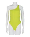 Off-white One-shoulder Printed Swimsuit In Green