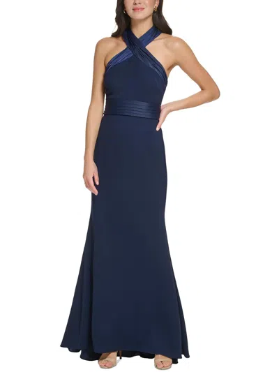 Eliza J Womens Bow-back Long Evening Dress In Blue