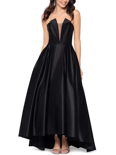 Betsy & Adam Womens Plunging Strapless Evening Dress In Black