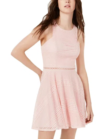 City Studio Juniors Womens Lace Sleeveless Party Dress In Pink