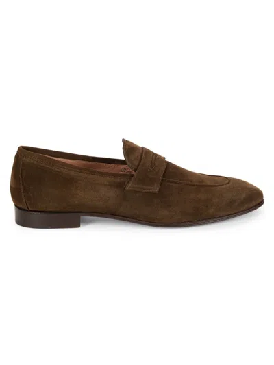 Saks Fifth Avenue Made In Italy Men's Suede Penny Loafers In Brown
