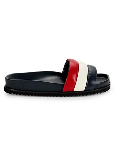 Thom Browne Striped Quilted Shell Slides In Red White Blue