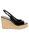 Stuart Weitzman Women's Peep Toe Espadrille Wedge Sandals In Black