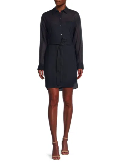Theory Women's Belted Wool Blend Mini Shirtdress In Baltic